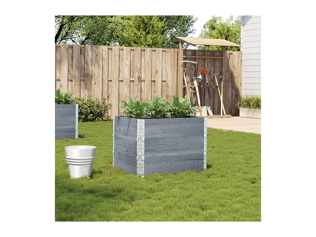 Plantenbak 80x60 cm massief grenenhout grijs