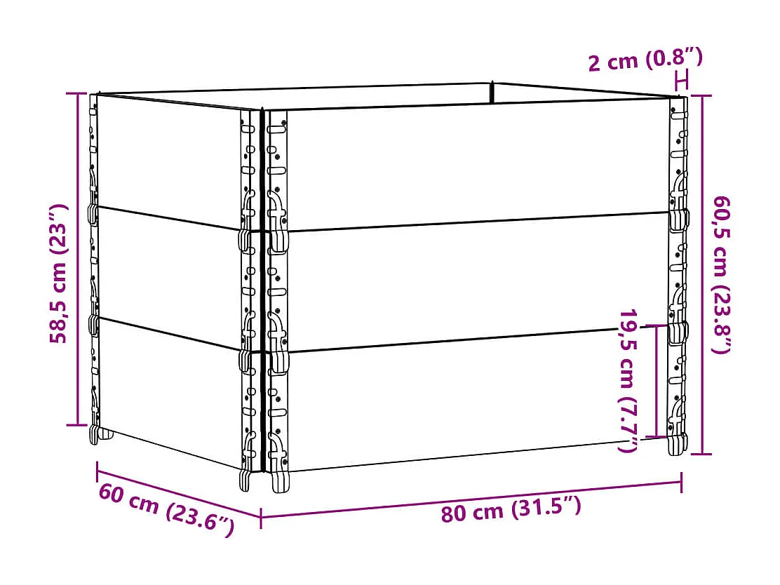 Plantenbak 80x60 cm massief grenenhout grijs