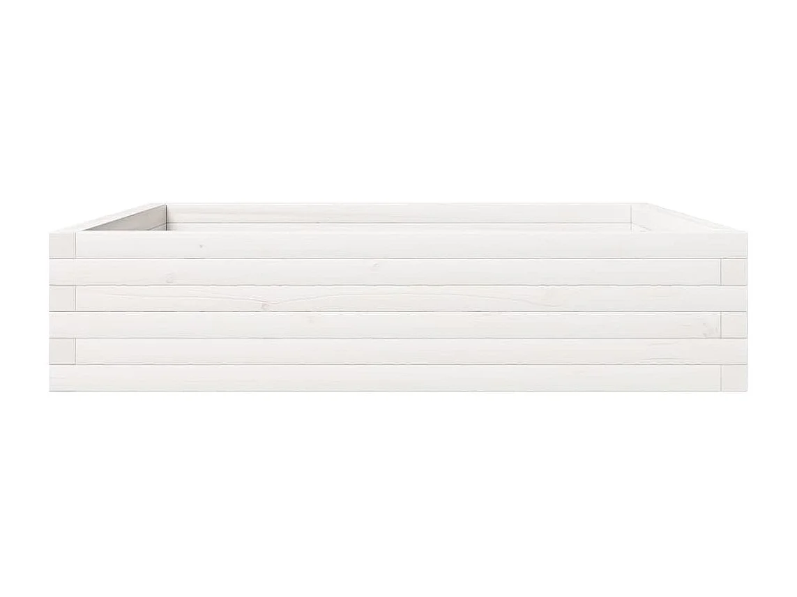 Jardinière blanc 100x100x23 cm bois de pin massif