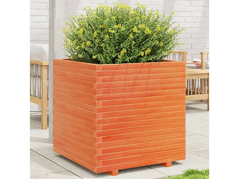 Plantenbak 70x70x72,5 cm massief grenenhout wasbruin