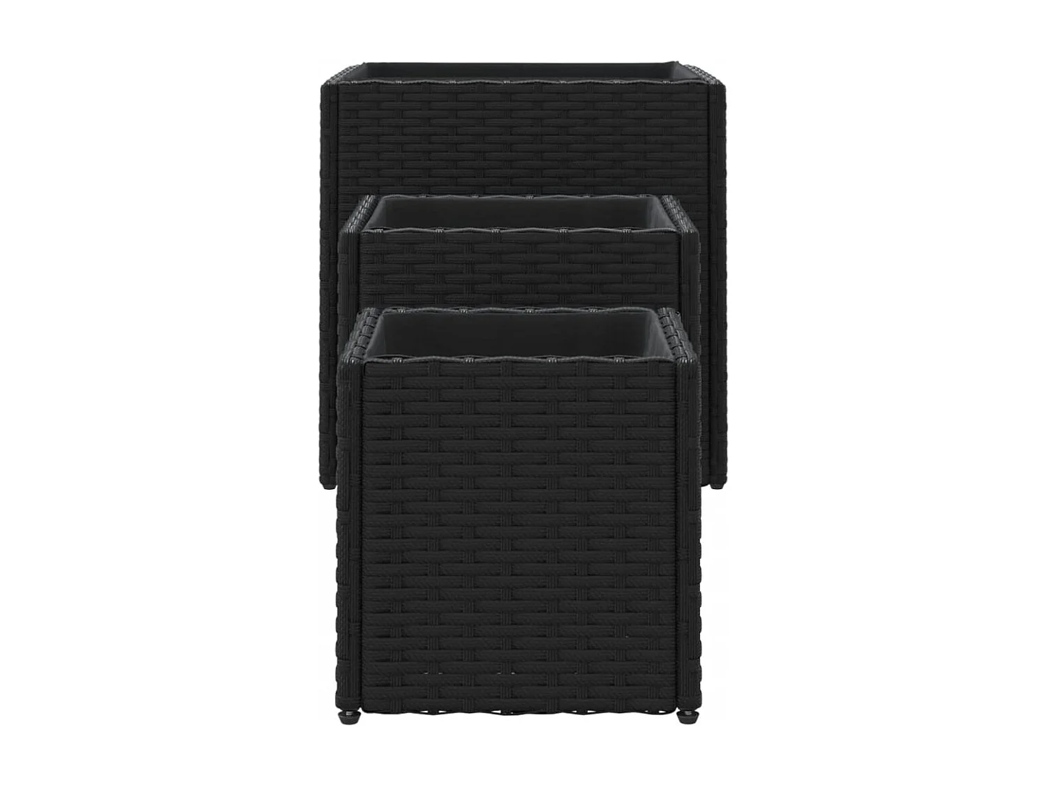 Vasos de jardim 3 pcs vime PE preto