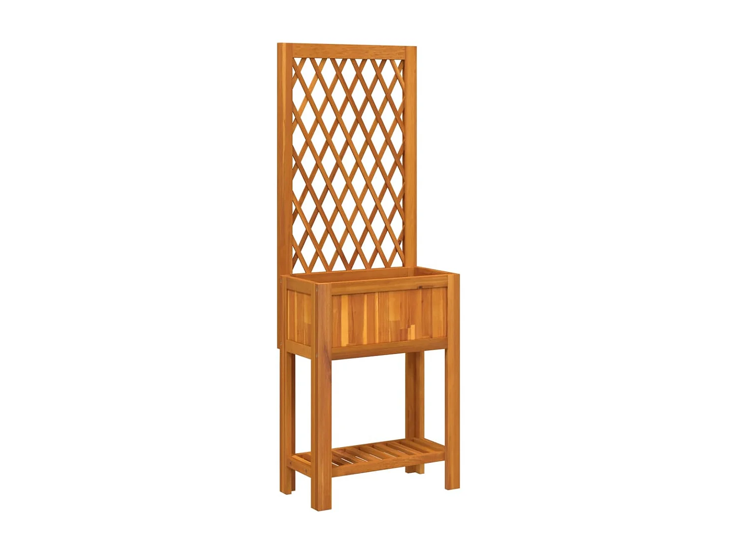 Vaso/floreira com treliça e prateleira madeira de acácia maciça