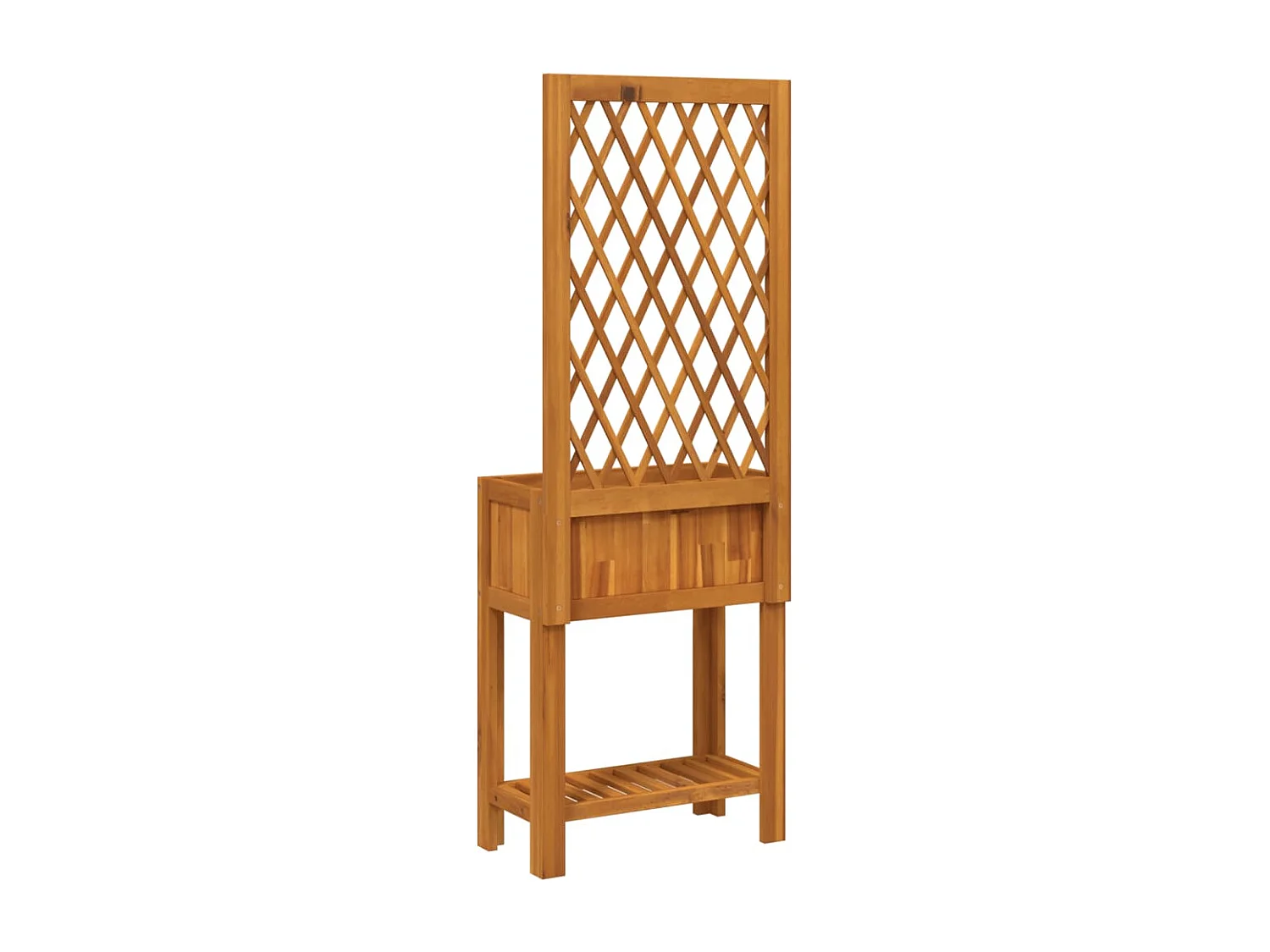 Vaso/floreira com treliça e prateleira madeira de acácia maciça