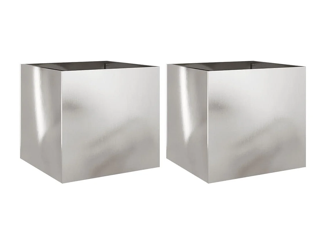 Vasos/floreiras 2 pcs 42x40x39 cm aço inoxidável prateado