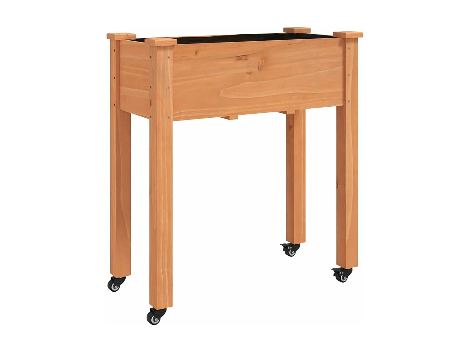 Fioriera Ruote e Fodera Marrone 71x37x80cm Legno Massello Abete