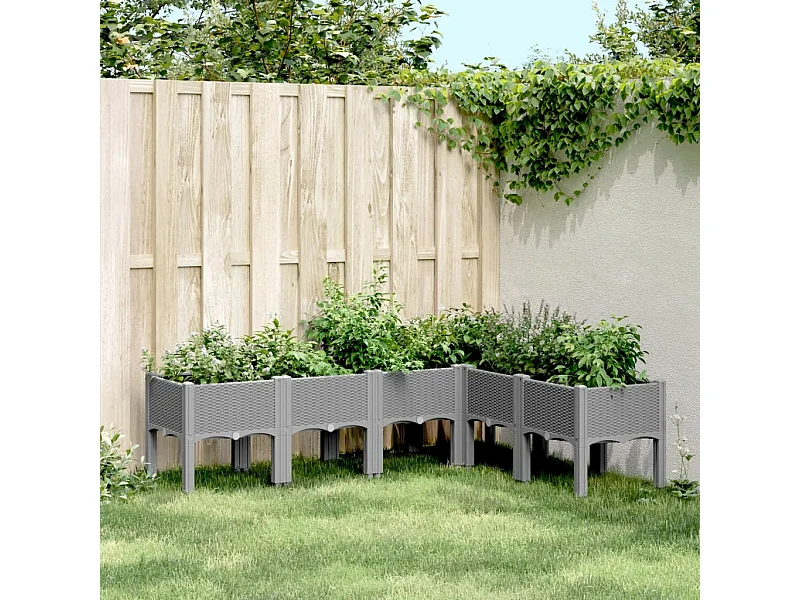 Fioriera da Giardino con Gambe Grigio Chiaro 160x120x42 cm PP