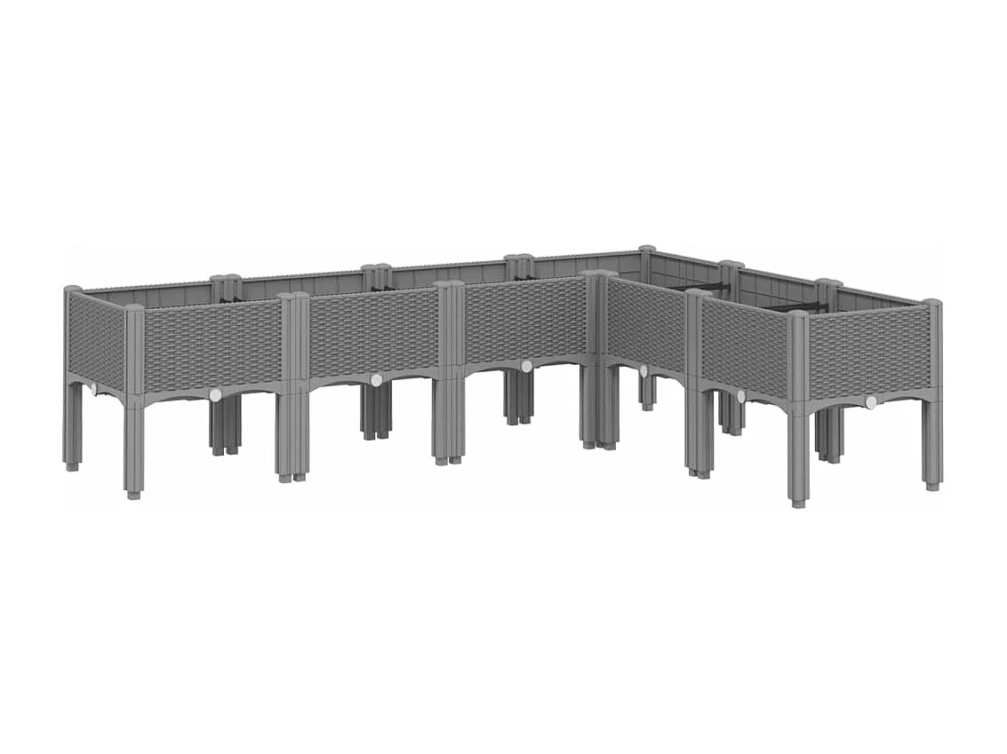 Fioriera da Giardino con Gambe Grigio Chiaro 160x120x42 cm PP