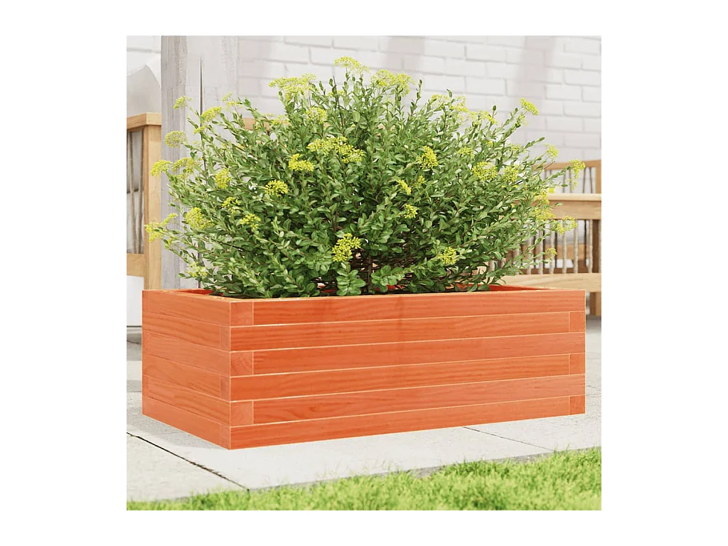 Jardinière cire marron 70x40x23 cm bois de pin massif
