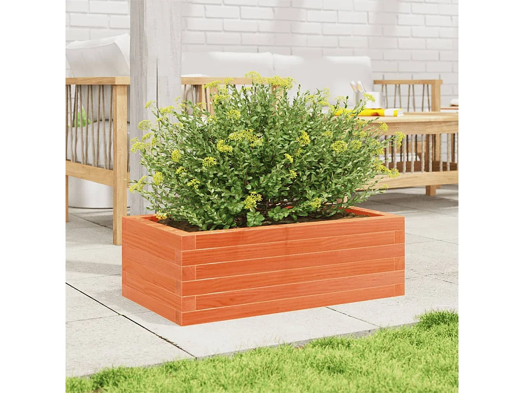 Jardinière cire marron 70x40x23 cm bois de pin massif