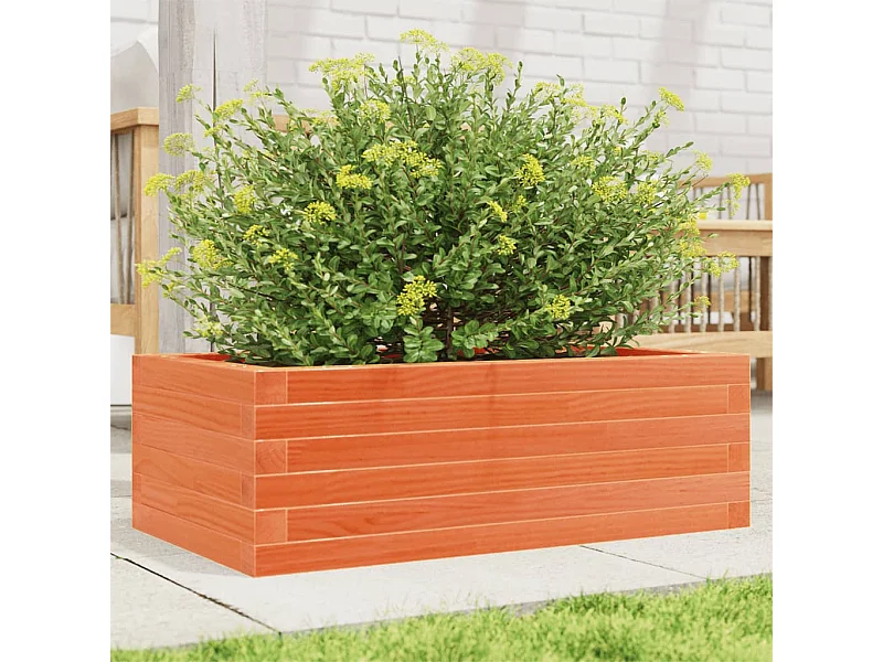 Jardinière cire marron 70x40x23 cm bois de pin massif