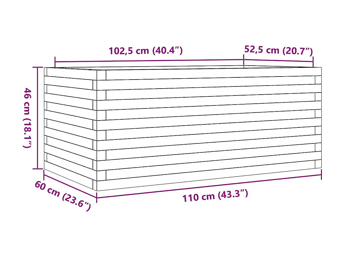 Jardinière 110x60x46 cm bois de pin massif