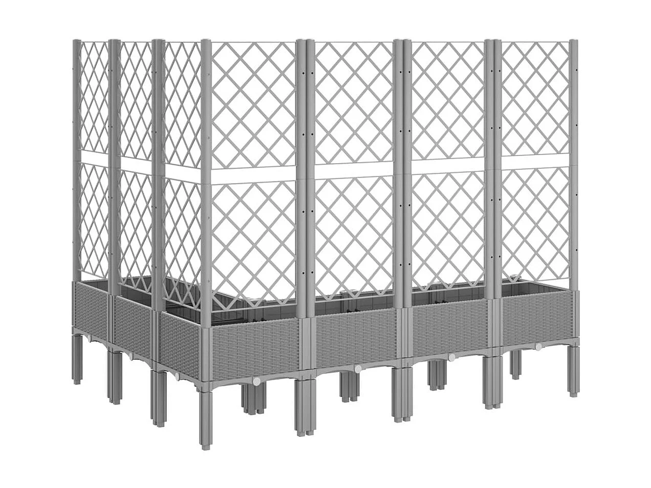 Vaso/floreira de jardim c/ treliça 160x120x142cm PP cinza-claro