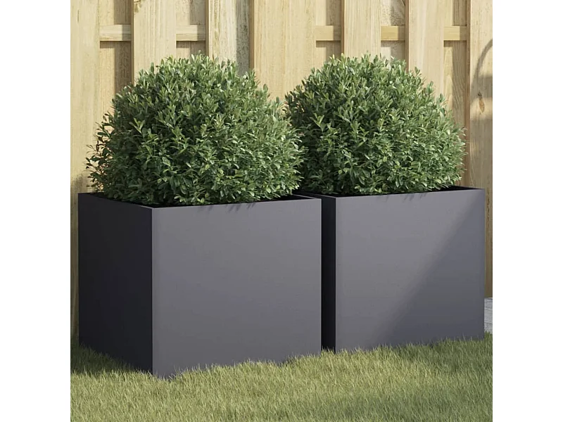 Vasos/floreiras 2 pcs 42x40x39 cm aço antracite