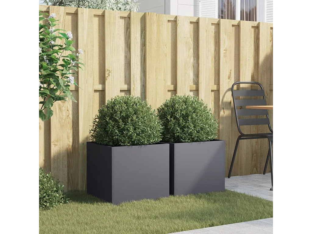 Jardinières 2 pcs anthracite 42x40x39 cm acier