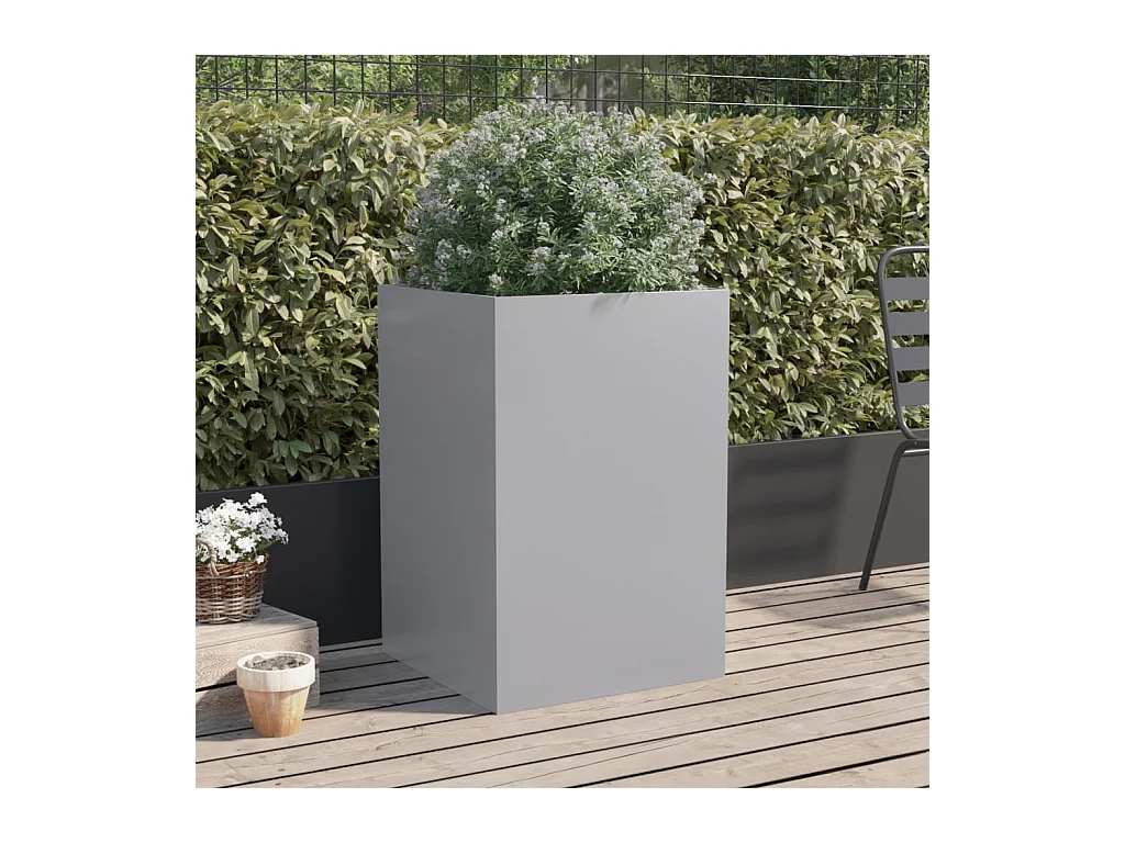 Jardinière argenté 52x48x75 cm acier galvanisé