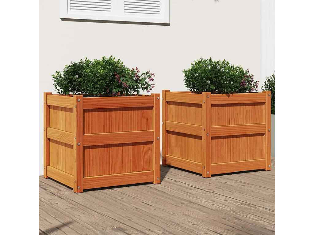 Vasos/floreiras de jardim 2 pcs pinho maciço castanho cera
