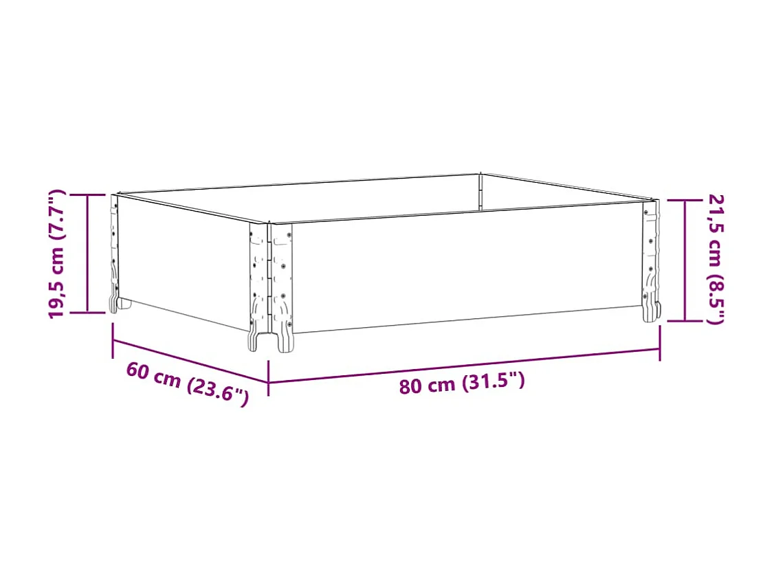 Vaso/floreira para jardim 80x60 cm pinho maciço castanho