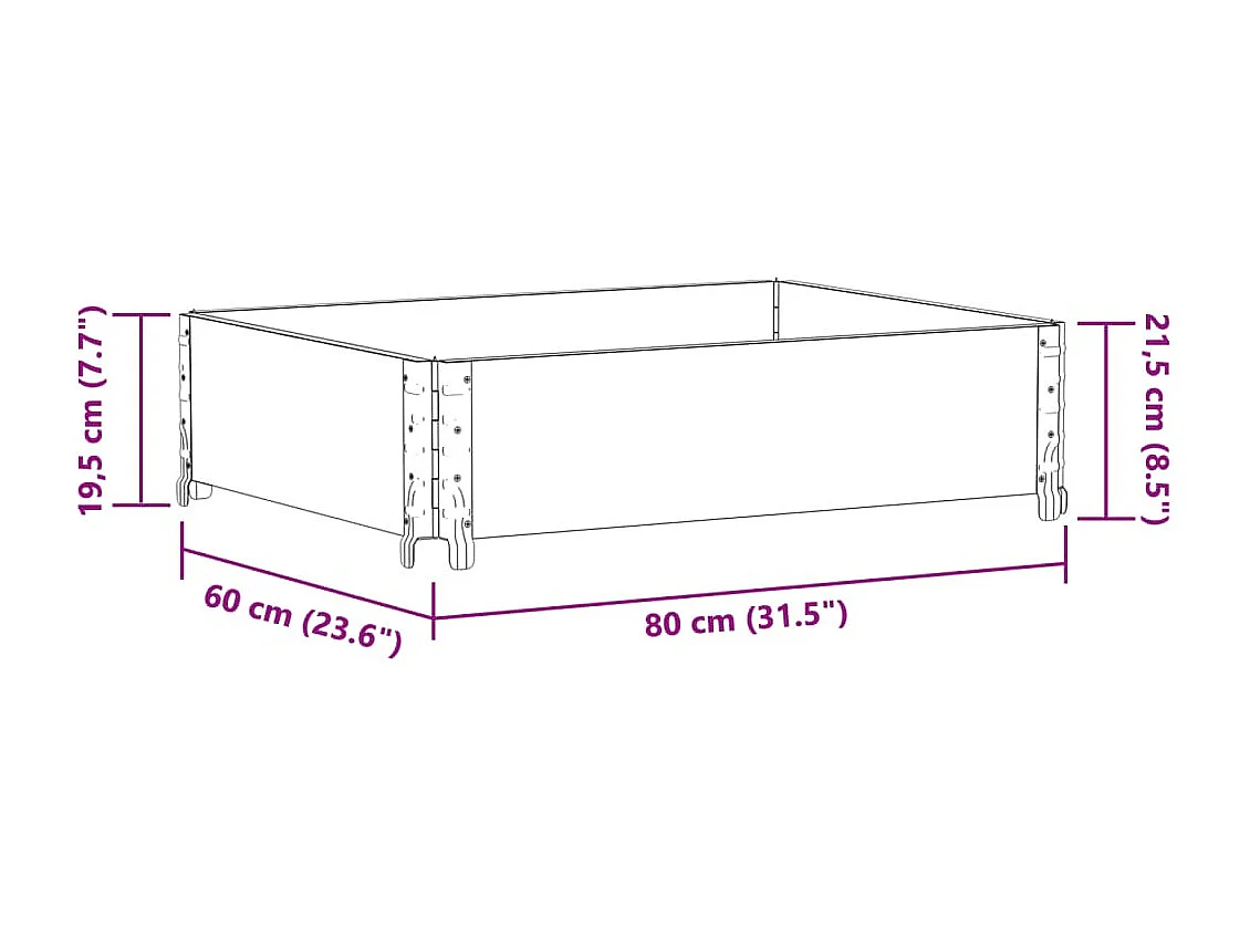 Vaso/floreira para jardim 80x60 cm pinho maciço castanho
