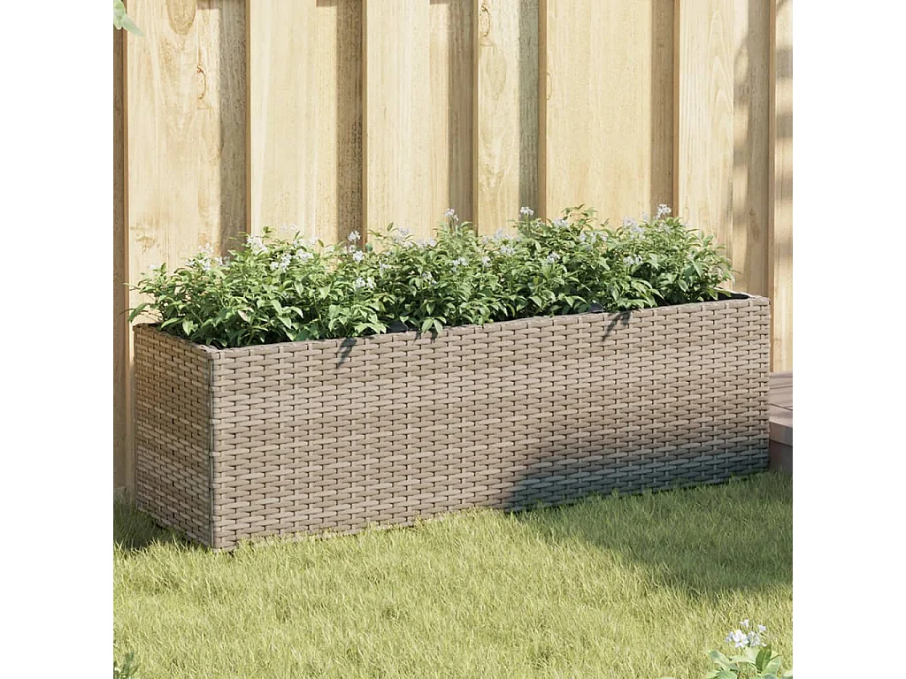 Jardinières avec 3 pots 2 pcs gris 105x30x32 cm résine tressée