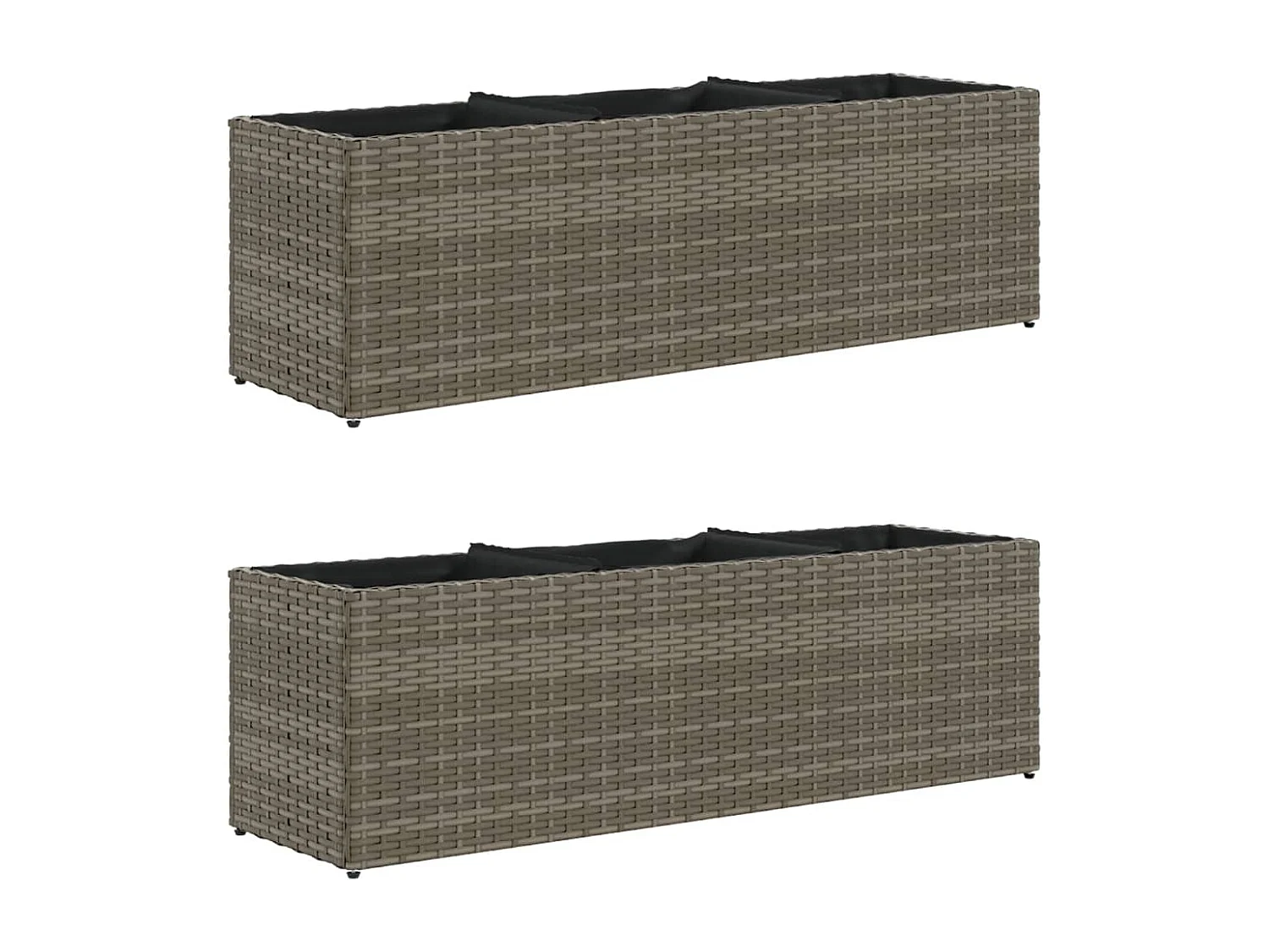 Jardinières avec 3 pots 2 pcs gris 105x30x32 cm résine tressée