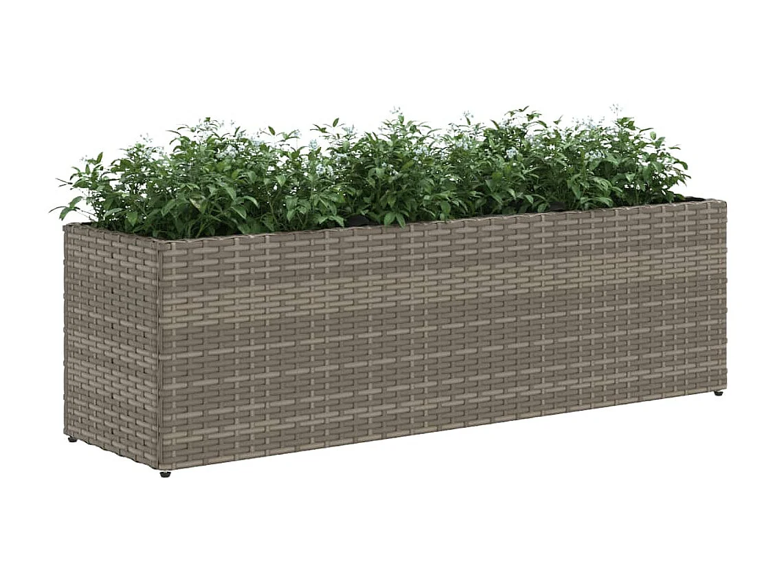 Jardinières avec 3 pots 2 pcs gris 105x30x32 cm résine tressée