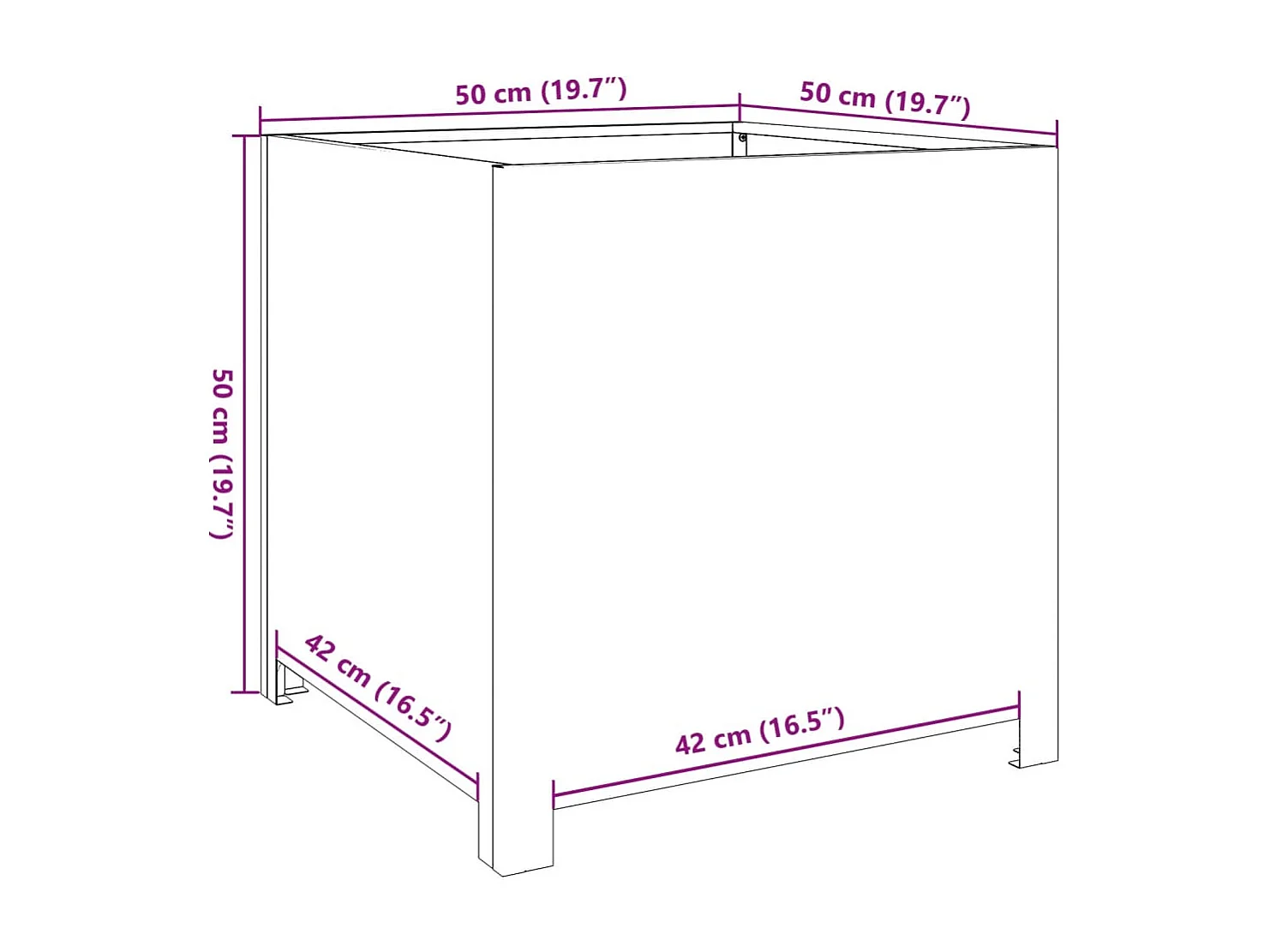 Jardinière vert olive 50x50x50 cm acier