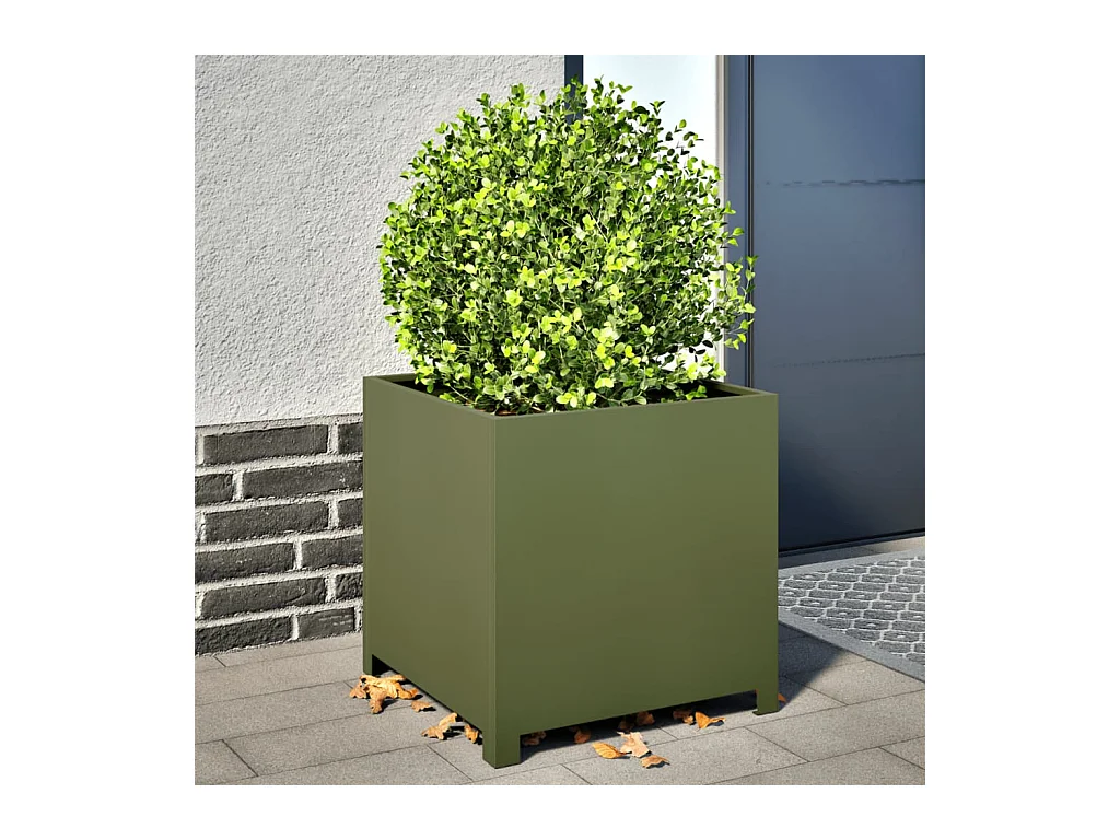 Jardinière vert olive 50x50x50 cm acier