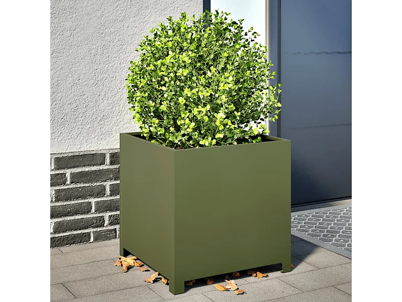 Jardinière vert olive 50x50x50 cm acier