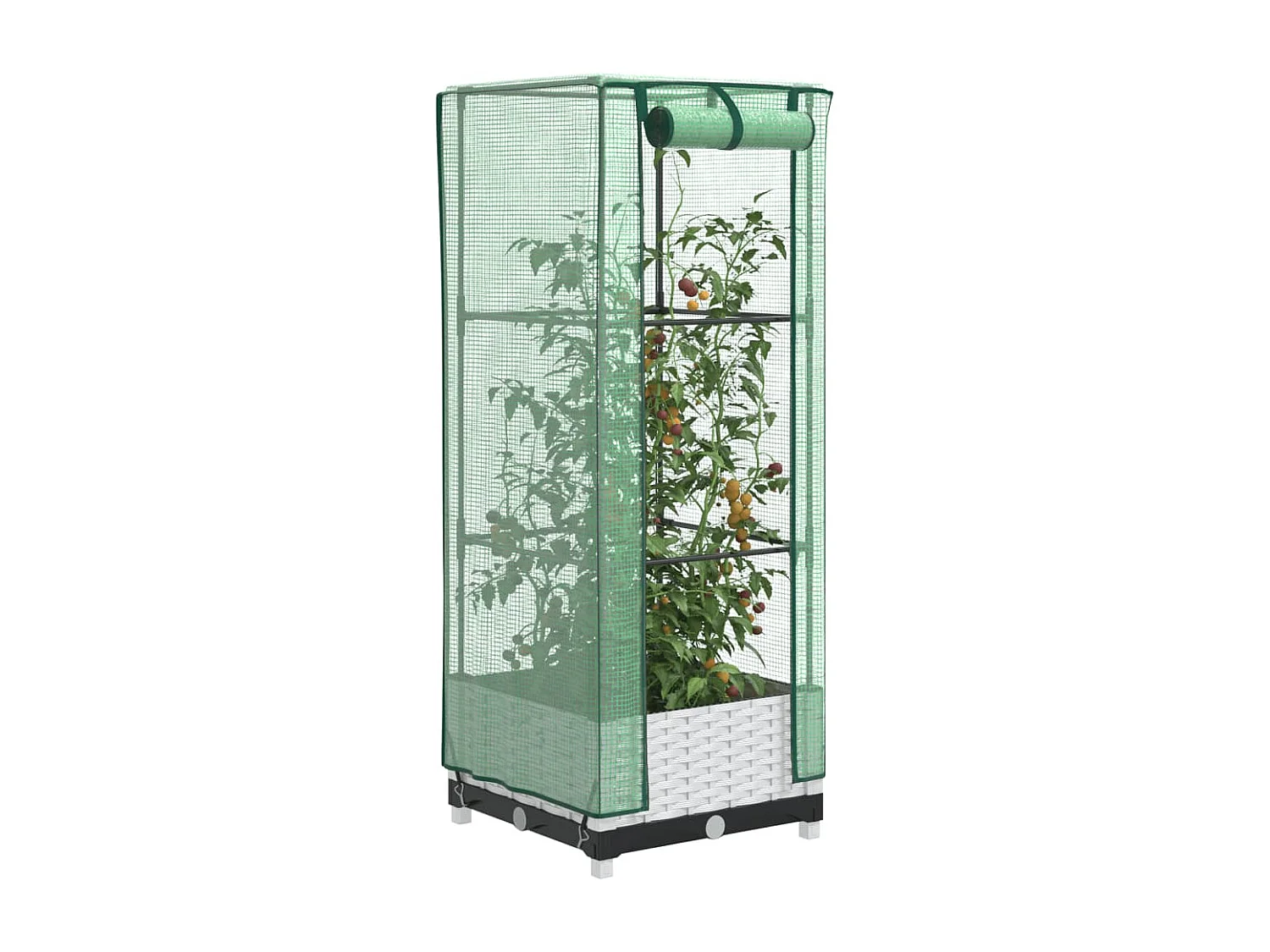 Arriate con cubierta invernadero aspecto ratán 40x40x123 cm