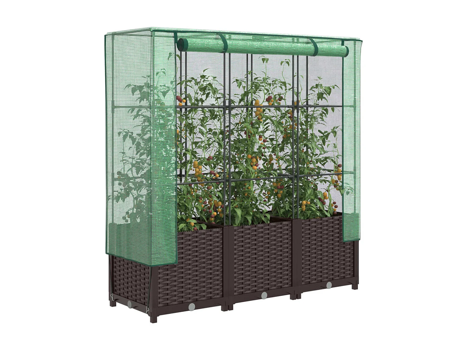 Letto Rialzato con Copertura Serra Effetto Rattan 120x40x138 cm