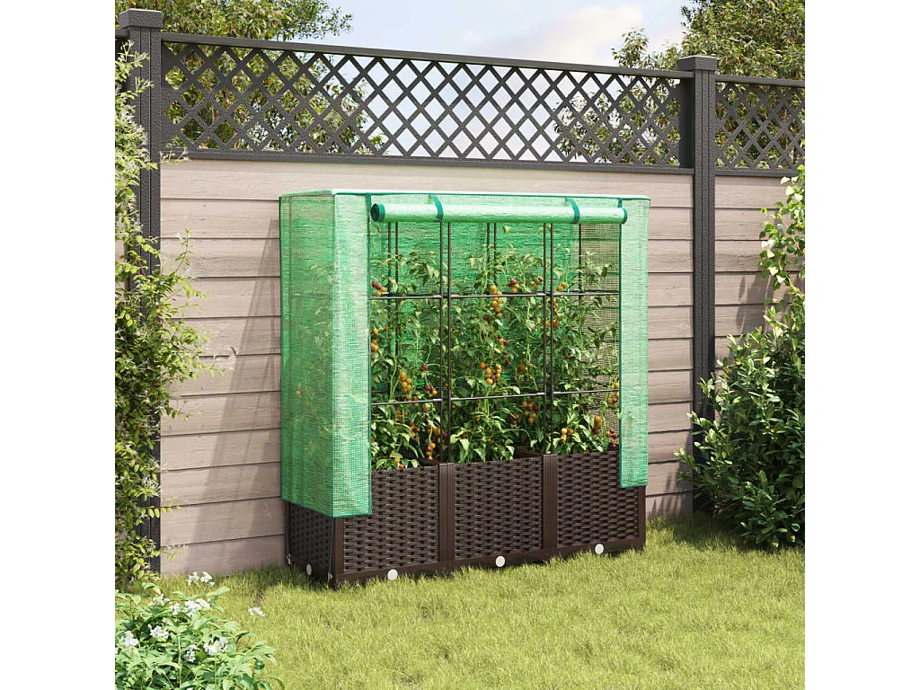 Letto Rialzato con Copertura Serra Effetto Rattan 120x40x138 cm