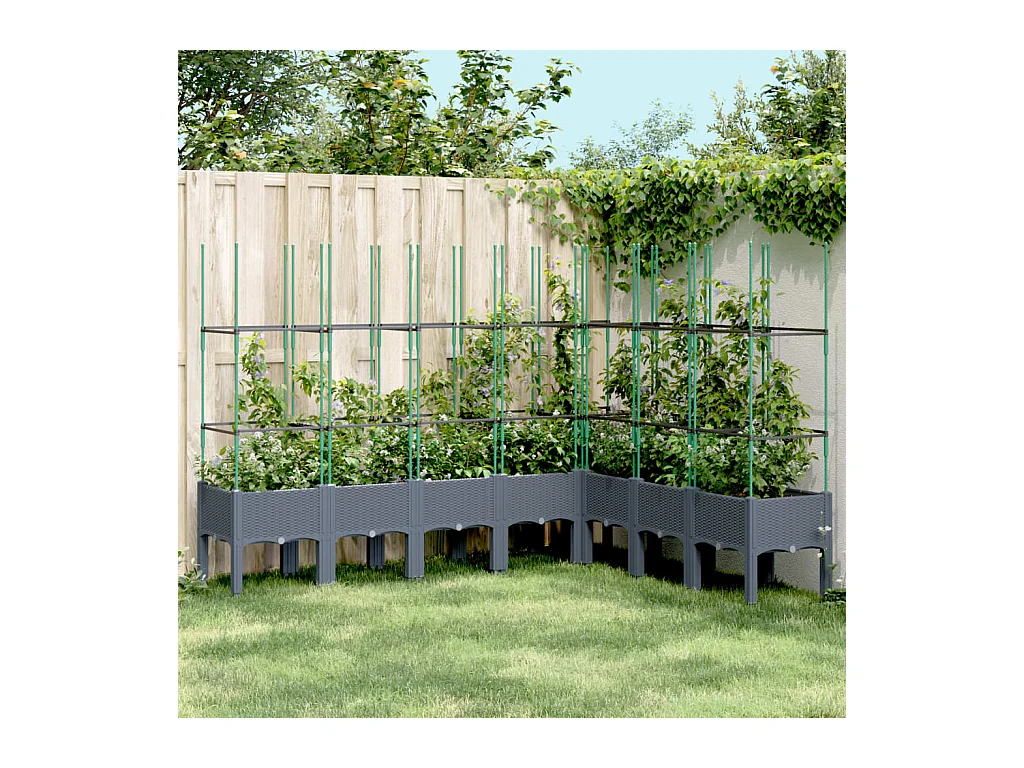 Fioriera Giardino con Traliccio Grigio Blu 200x160x142,5 cm PP