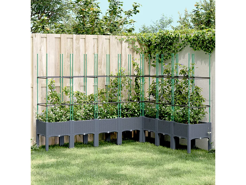 Jardinière avec treillis bleu gris 200x160x142,5 cm PP