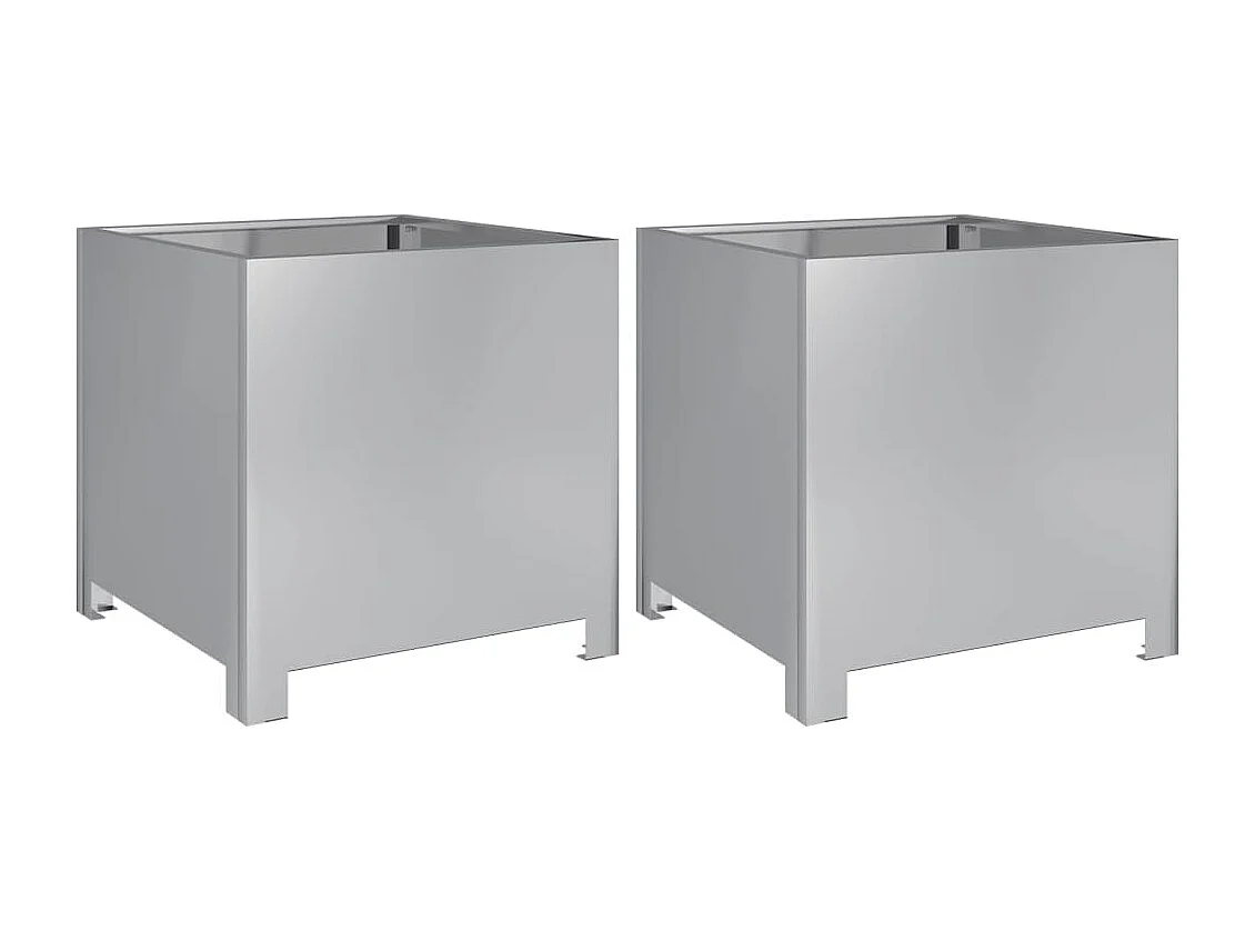 Vaso/floreira de jardim 2 pcs 40x40x40 cm aço galvanizado