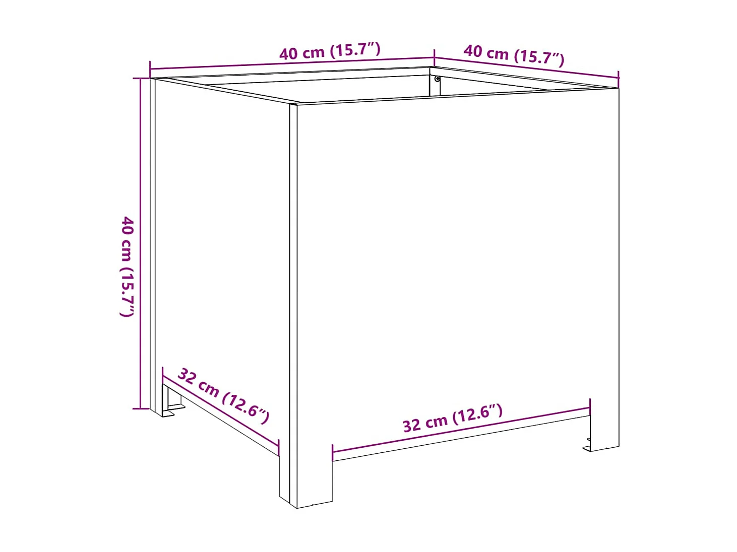 Vaso/floreira de jardim 2 pcs 40x40x40 cm aço galvanizado
