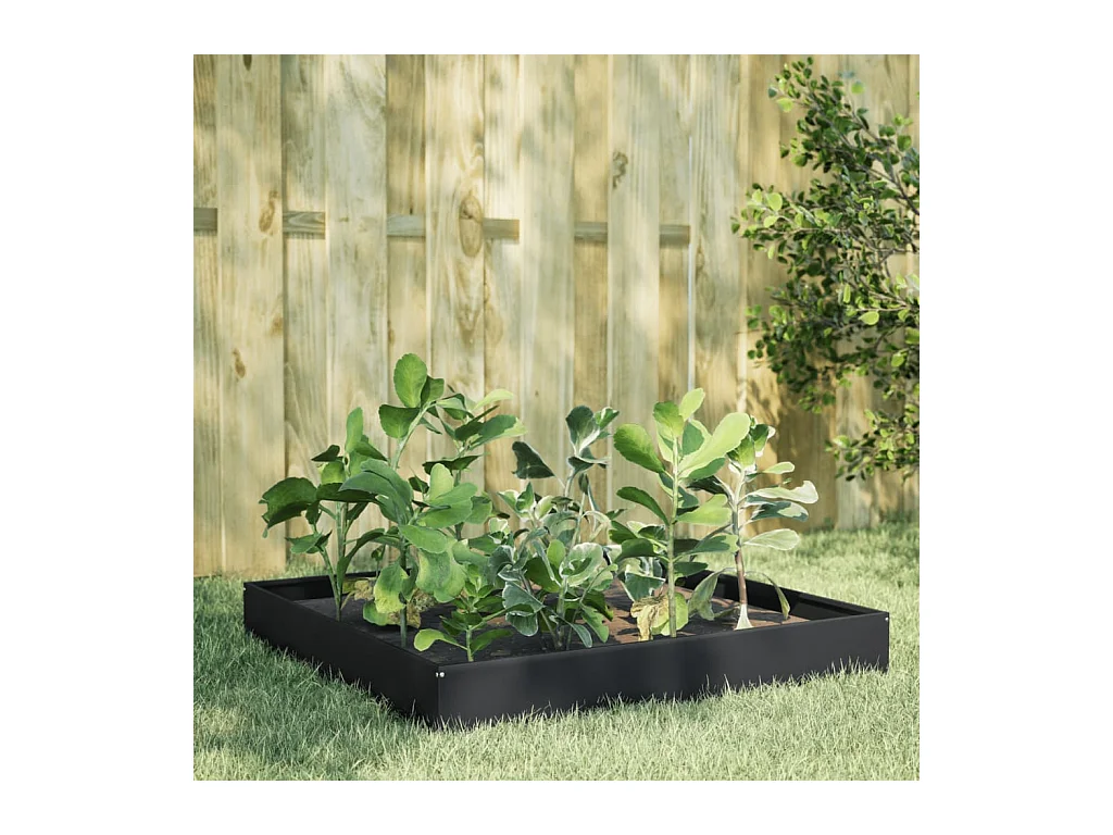 Fioriera Rialzata da Giardino Nera 100x100x26 cm in Acciaio