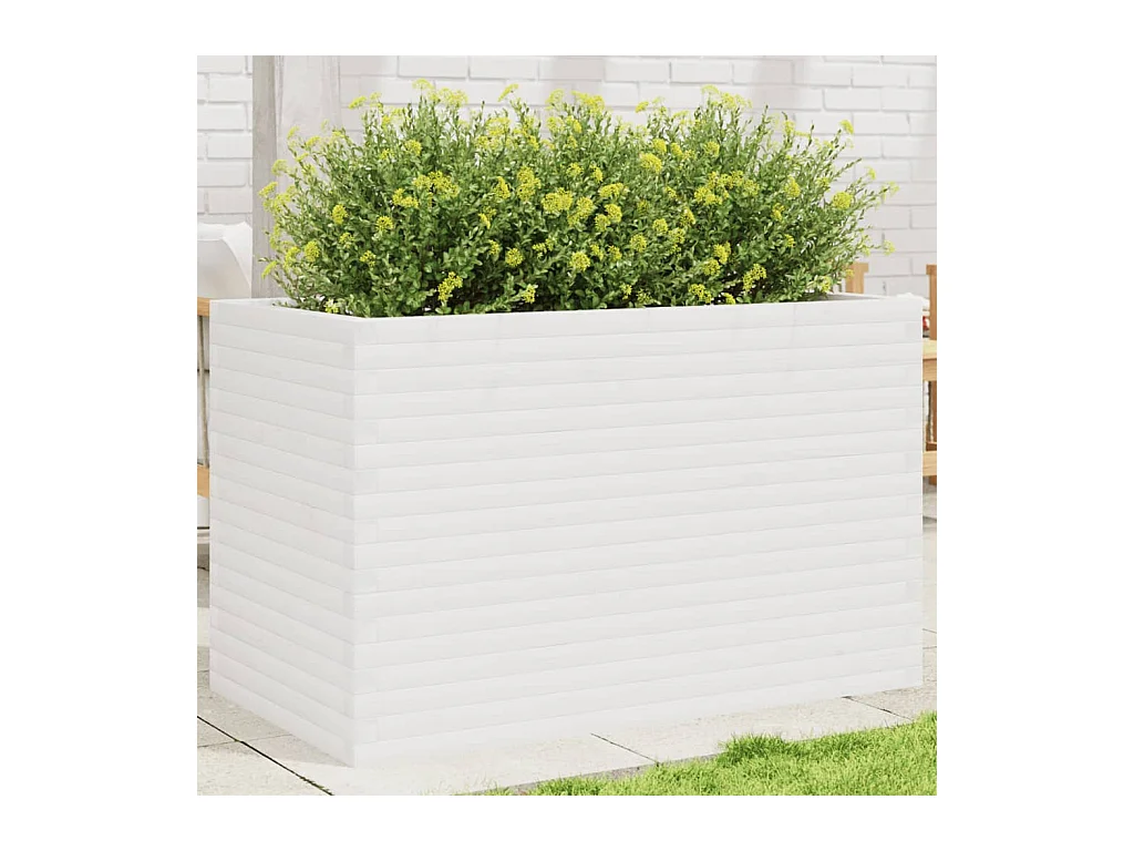 Fioriera da Giardino Bianca 110x60x68,5 cm Legno Massello Pino