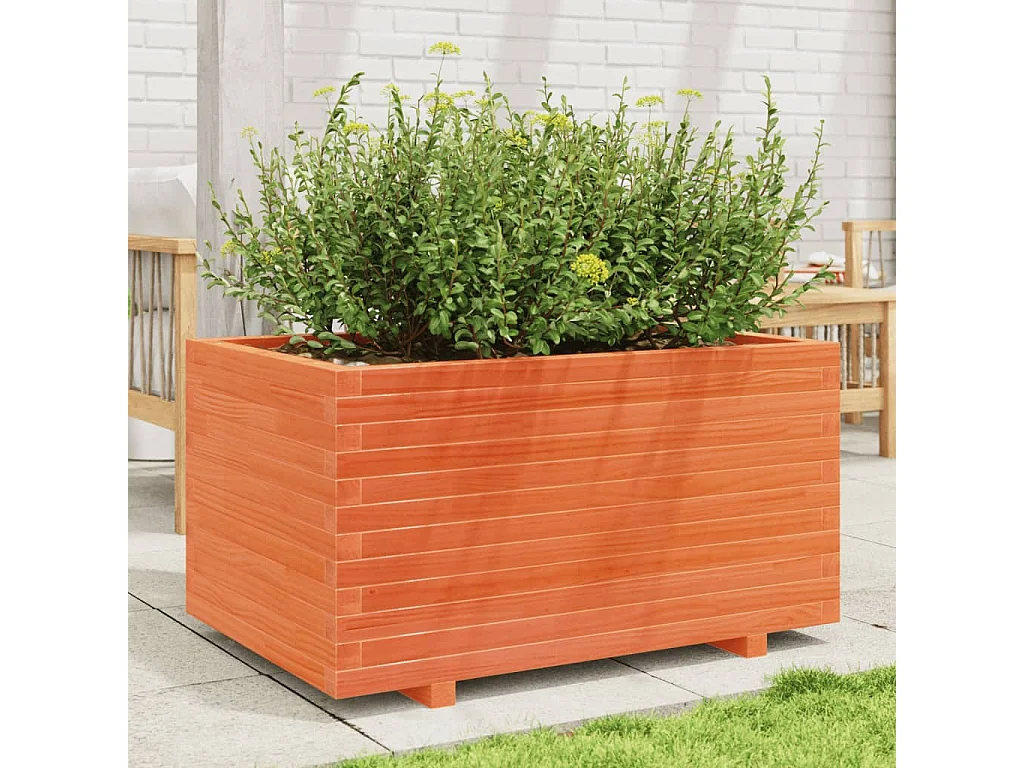 Fioriera Giardino Marrone Cera 90x60x49,5cm Legno Massello Pino