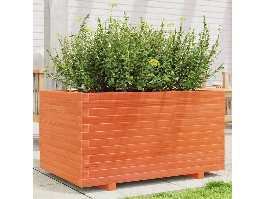 Jardinière cire marron 90x60x49,5 cm bois de pin massif
