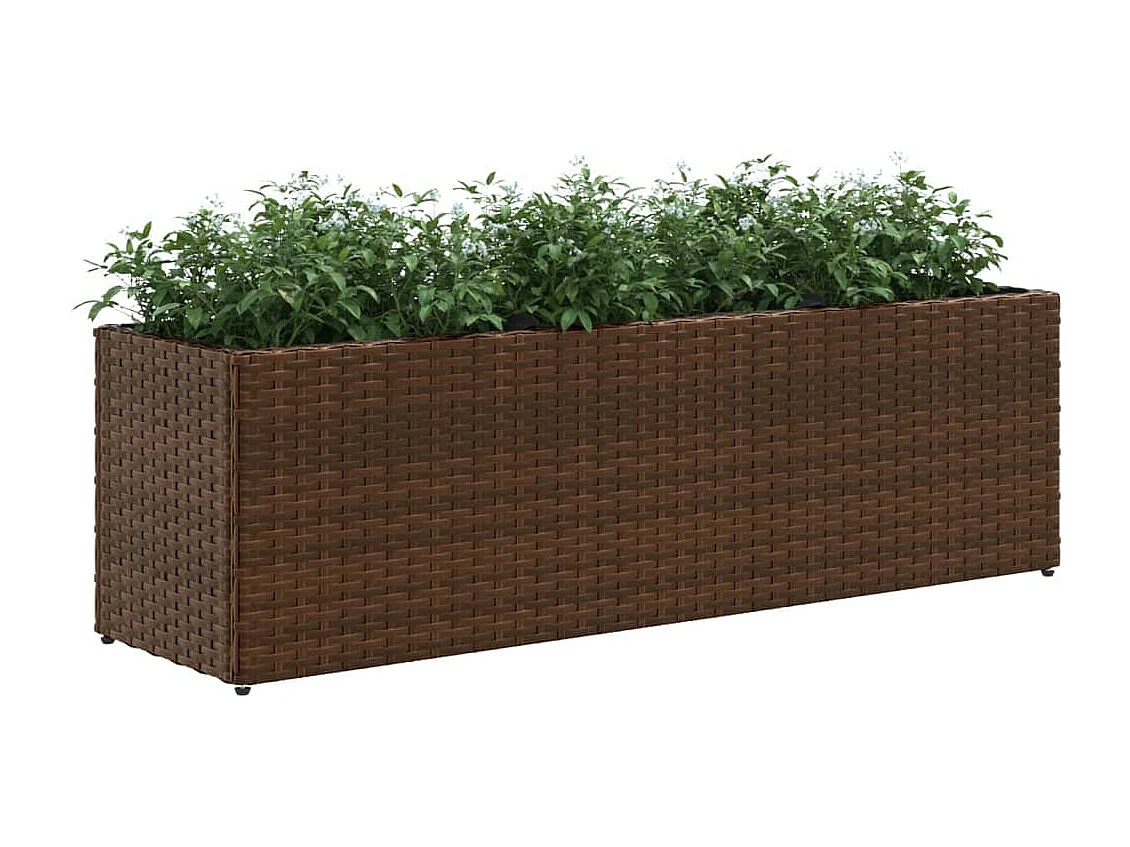 Jardinière avec 3 pots marron 105x30x32 cm résine tressée