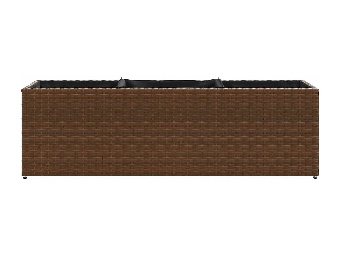 Jardinière avec 3 pots marron 105x30x32 cm résine tressée