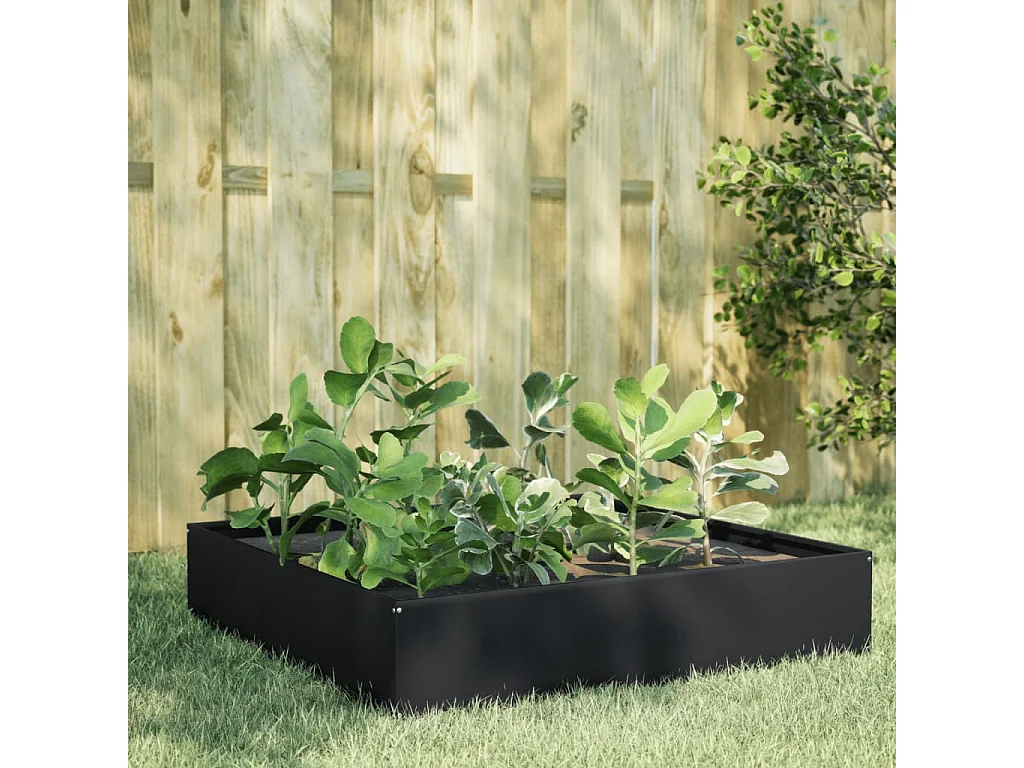 Fioriera Rialzata da Giardino Nera 100x100x33,5 cm in Acciaio