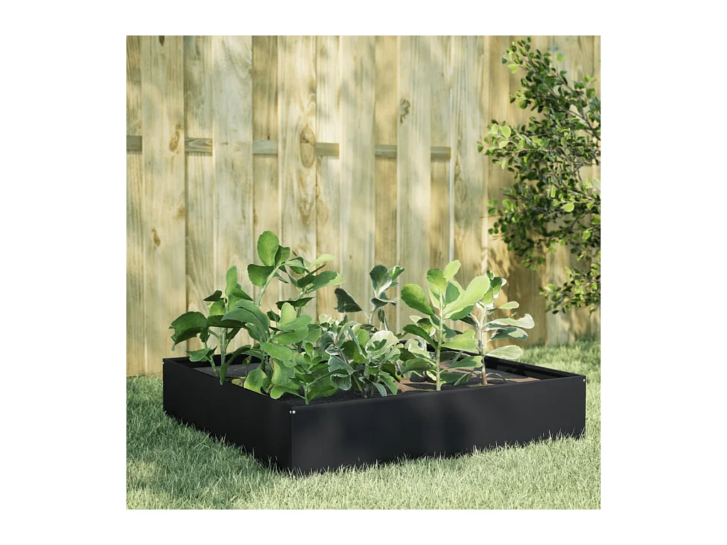 Lit surélevé de jardin noir 100x100x33,5 cm acier