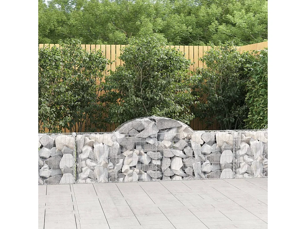 Gabionen mit Hochbogen 50 Stk. 200x30x60/80 cm Verzinktes Eisen