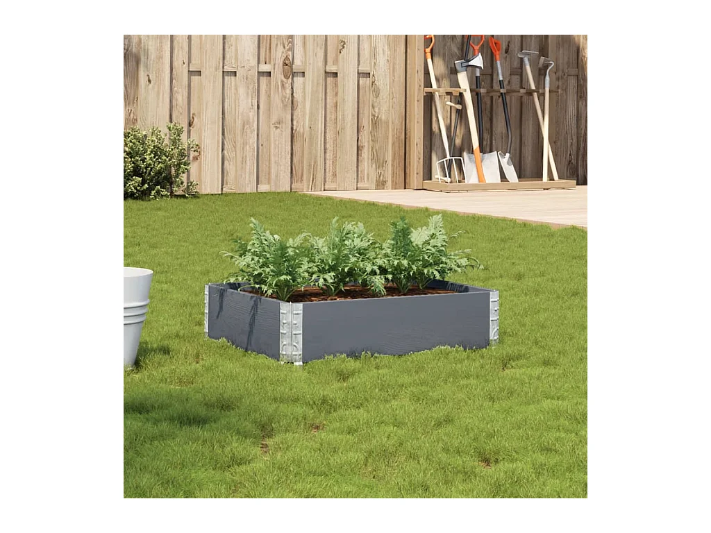 Jardinière gris 80x60 cm bois massif de pin