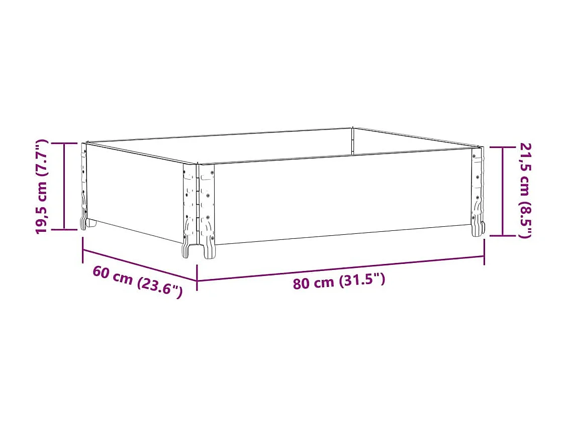 Jardinière gris 80x60 cm bois massif de pin