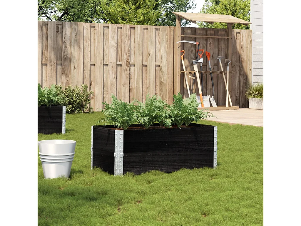 Pflanzkasten Schwarz 100x50 cm Massivholz Kiefer