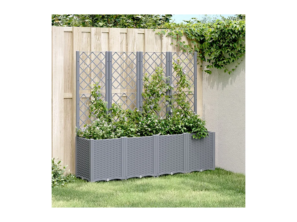 Fioriera Giardino con Traliccio Grigio Blu 160x40x140 cm PP