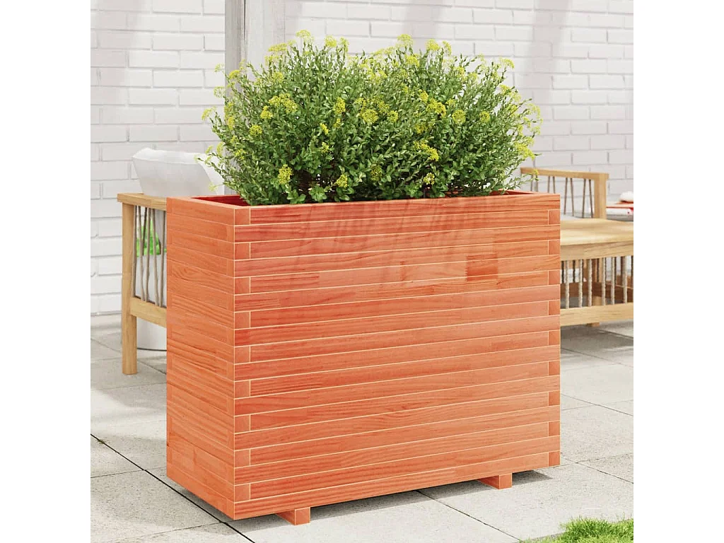 Jardinière cire marron 90x40x72,5 cm bois de pin massif