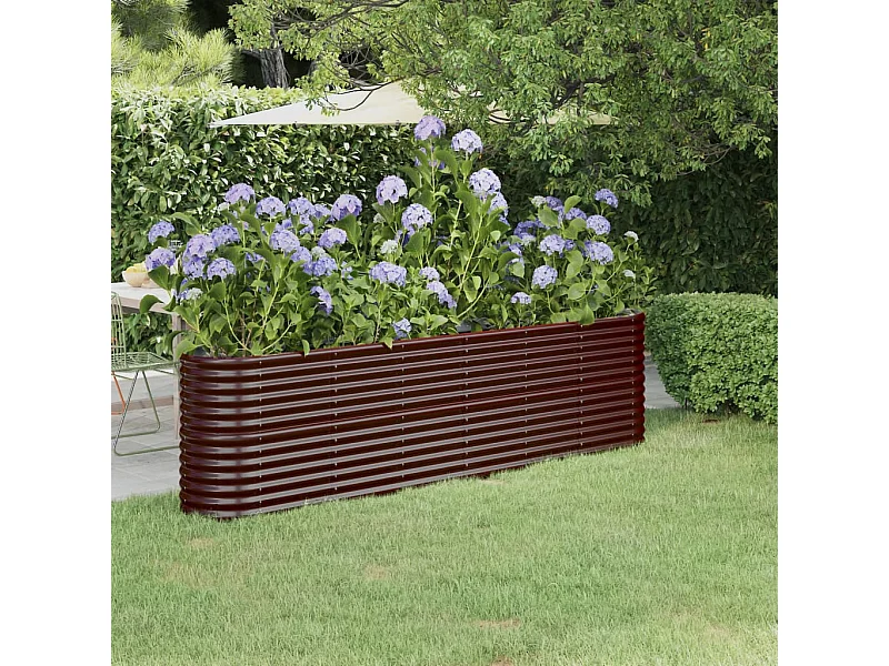 Letto Giardino Acciaio Verniciato a Polvere 260x40x68cm Marrone